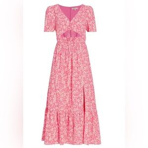 Wayf- Women's Floral Ruched Cut-Out Midi-Dress